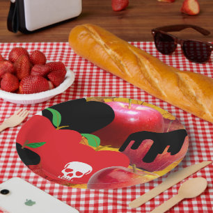 Mikitiez red skull toxic apple vegan summer paper plate