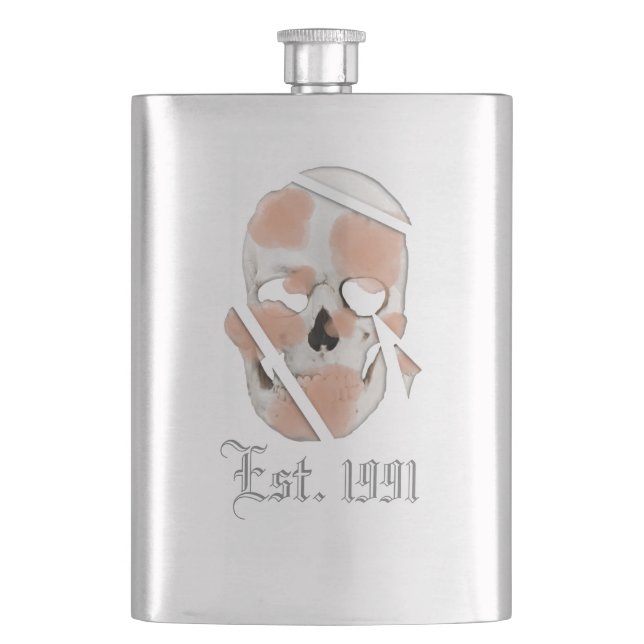 Mikitiez skull pink graffiti pride  hip flask (Front)