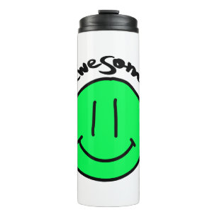 Mikitiez smiley face school summer spring green thermal tumbler