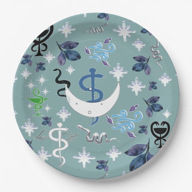 Mikitiez snake snakeperson wizard witch magic paper plate (Front)