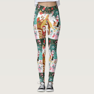 Mikitiez snowman vintage whitechristmas elf leggings