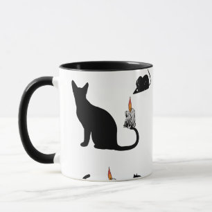 Mikitiez spooky bombay blackcat rat halloween mug