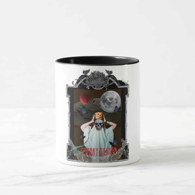 Mikitiez spooky vibes vintage gothic halloween mug (Center)