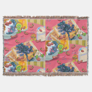 Mikitiez strawberry yogert usaflag burger fruit throw blanket