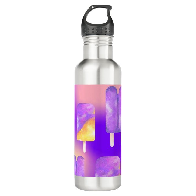 Mikitiez summer rainbow purple gold popsicle 710 ml water bottle (Front)