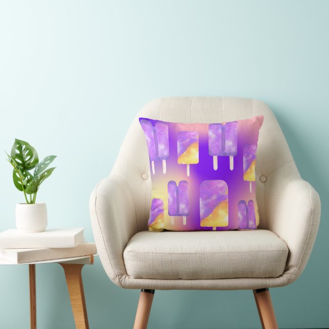Mikitiez summer rainbow purple gold popsicle cushion (Chair)