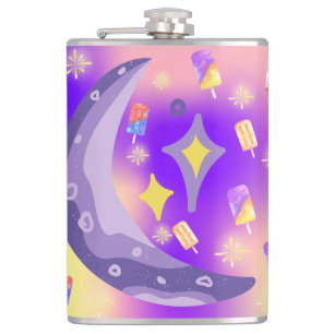 Mikitiez summer rainbow purple gold popsicle hip flask