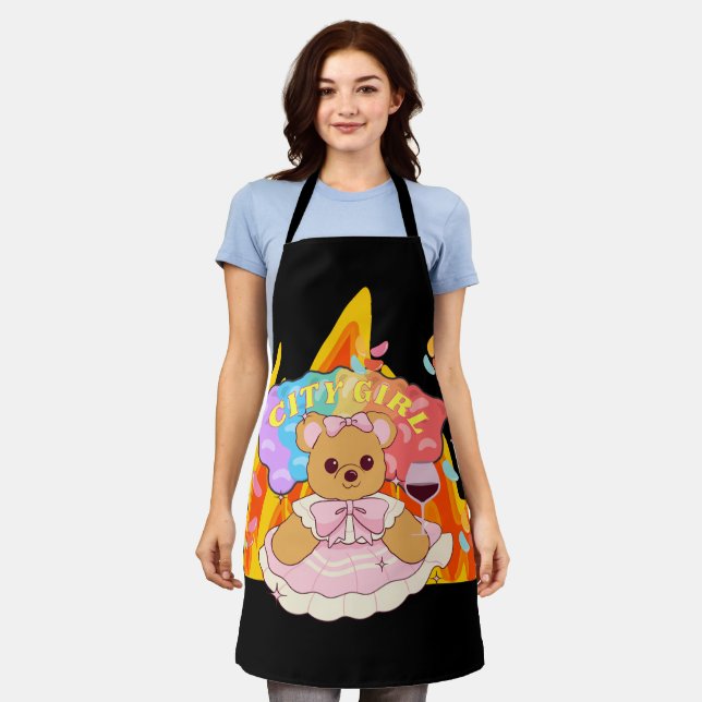 Mikitiez summer teddy bear jelly red wine fire apron (Worn)