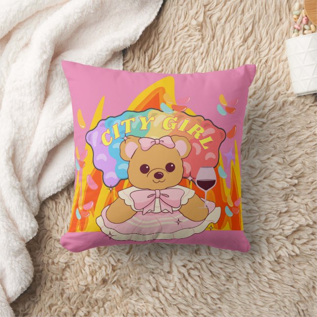 Mikitiez summer teddy bear jelly red wine fire  cushion (Blanket)
