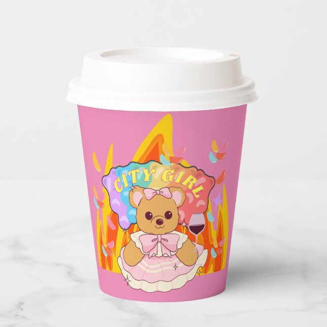 Mikitiez summer teddy bear jelly red wine fire paper cups (Front)