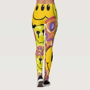 Mikitiez Throw Pillow Smileyface yellow garden Leggings