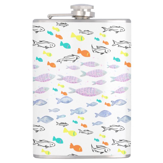 Mikitiez venus mermaid fishing summer  hip flask (Front)