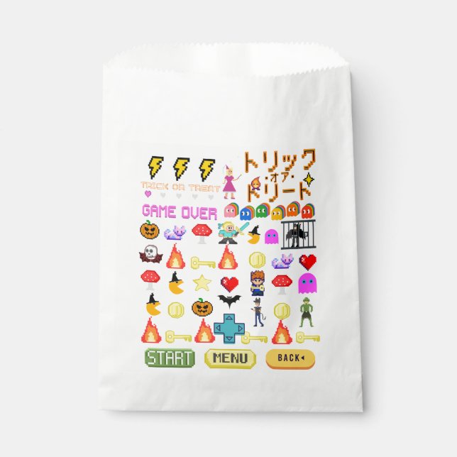 Mikitiez videogame pixel halloween spooky bat  favour bag (Front)