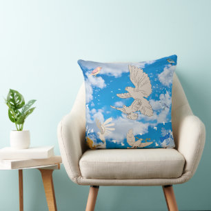 Mikitiez white bird blue sky summer beach freedom  cushion