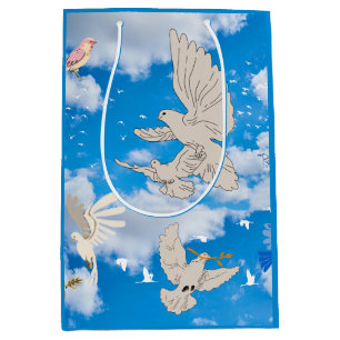 Mikitiez white bird blue sky summer beach freedom medium gift bag