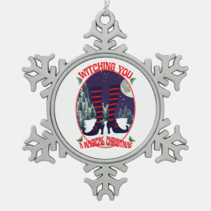 Mikitiez witch magical holy christmasnight santa  snowflake pewter christmas ornament