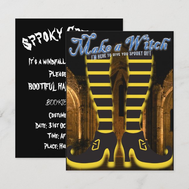 Mikitiez witch wizard halloween fullmoon  invitation (Front/Back)