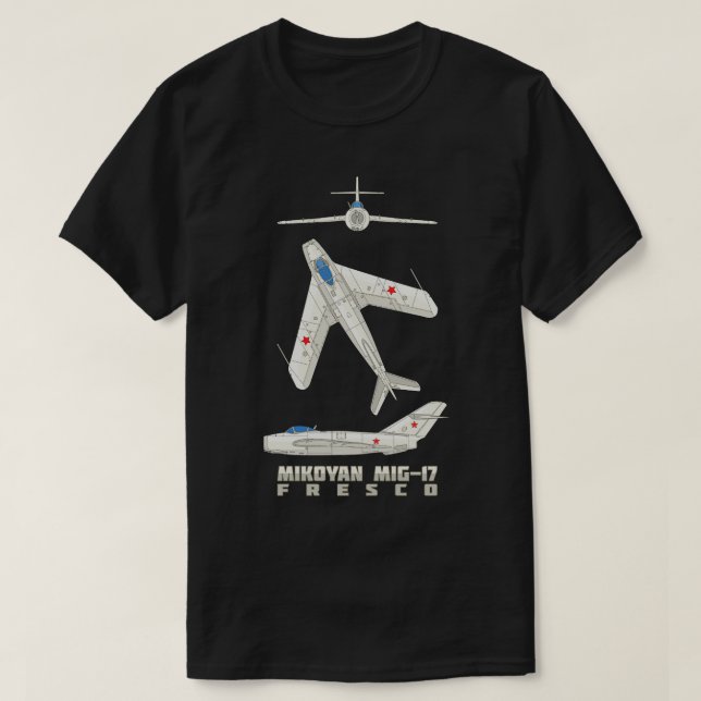 Mikoyan MiG17 Fresco Russian Fighter Jet Plane Dia T-Shirt (Design Front)