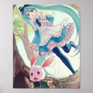 Miku in Wonderland ft  Poster