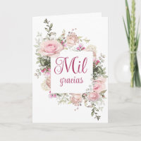 Mil Gracias, Tarjeta En Español, Thank You Card