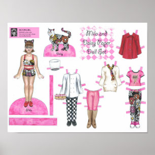 Mila and Daisy Paper Doll Set - Play or Display Poster