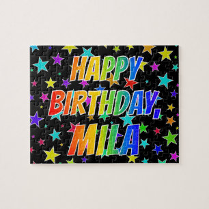 "MILA" First Name, Fun "HAPPY BIRTHDAY" Jigsaw Puzzle