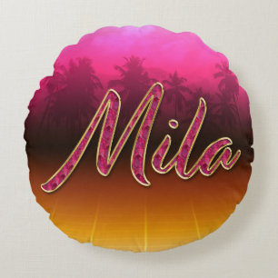 Mila First Name Golden pink cushion