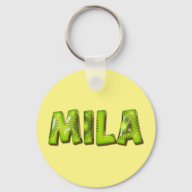 Mila Name Kiwi Design Key Ring (Front)