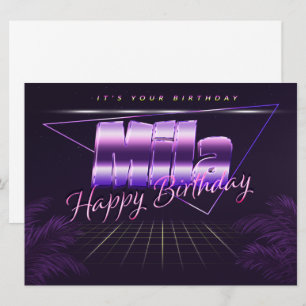 Mila Name Vorname lila retro Karte Geburtstag Card