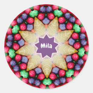 MILA ~ Personalied Easter Candy Pattern ~ Classic Round Sticker