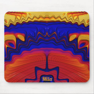 MILA ~ Zany Hot Yellow, Red, Orange and Blue Mouse Pad
