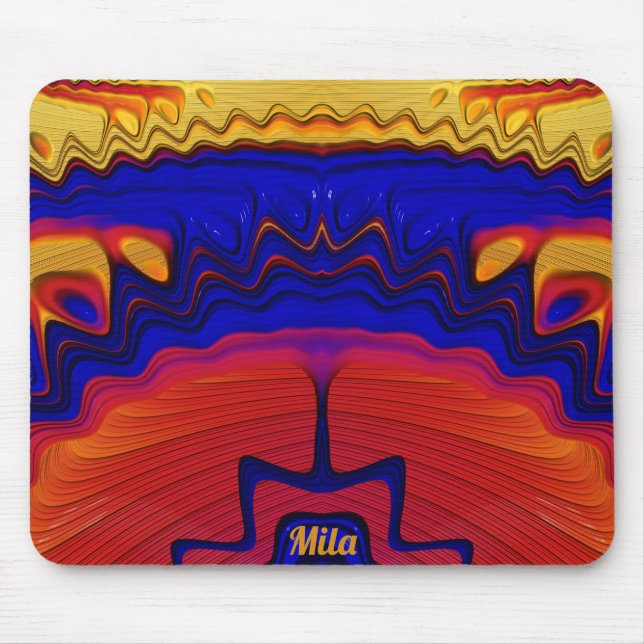 MILA ~ Zany Hot Yellow, Red, Orange and Blue Mouse Pad (Front)