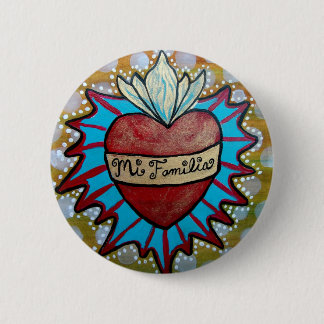 Milagro Heart design button "Mi Familia"