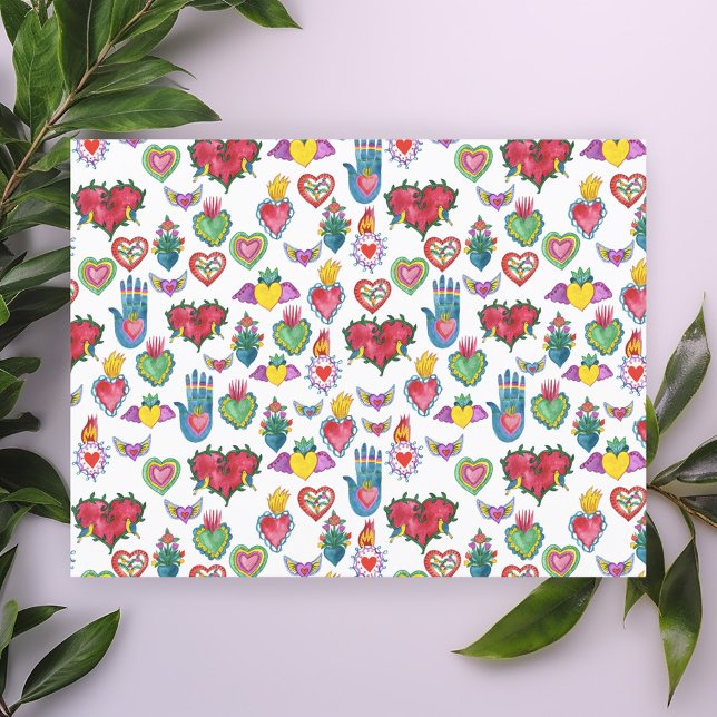 Milagros Flaming Hearts Watercolor Valentine Love Postcard (Milagros Flaming Hearts Watercolor Valentine Love Galentine Pattern Postcard)