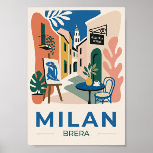 Milan Brera Art Travel Poster - Italy Gift Idea