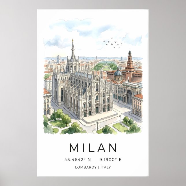 Milan Cathedral Art Print Black and White (Front)