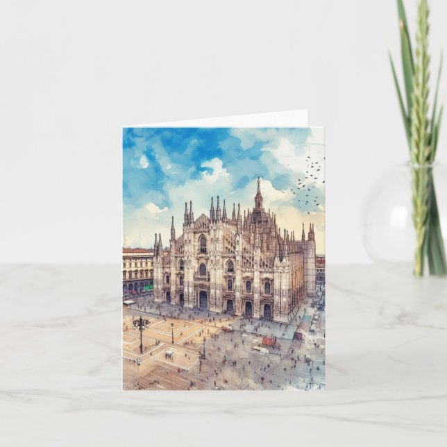 Milan Cathedral Italy Watercolor Card (Front)