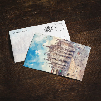 Milan Cathedral Italy Watercolor Postcard