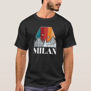 Milan Cathedral Retro Skyline Italy T-Shirt