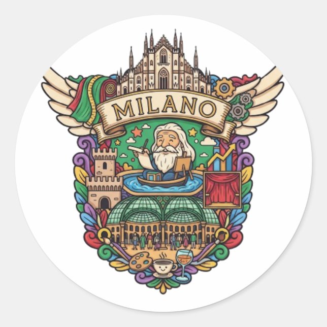 MILAN CLASSIC ROUND STICKER (Front)