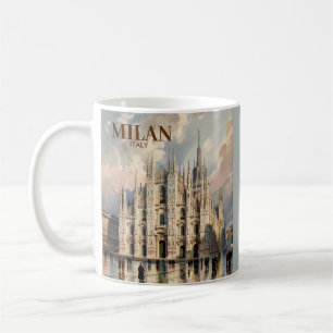 Milan Duomo di Milano Vintage Travel Watercolor Coffee Mug
