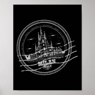 Milan Duomo Italy Travel Vintage Sign Stamp