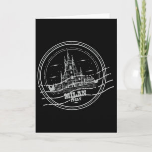 Milan Duomo Italy Travel Vintage Sign Stamp Card