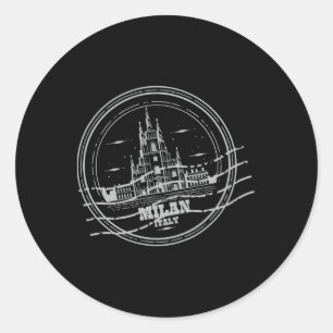 Milan Duomo Italy Travel Vintage Sign Stamp Classic Round Sticker