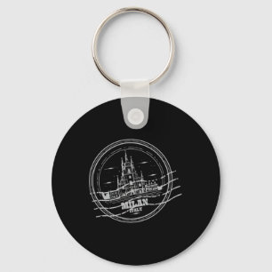 Milan Duomo Italy Travel Vintage Sign Stamp Key Ring