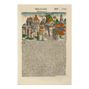 Milan Italy 1493 Mediaeval Chronicle Old Book Poster