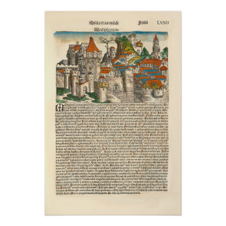 Milan Italy 1493 Mediaeval Chronicle Old Book Poster