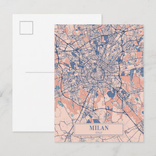 Milan Italy Breezy City Map Travel Postcard