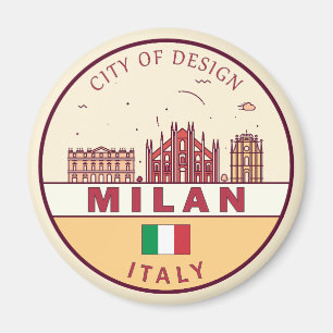 Milan Italy City Skyline Emblem Magnet