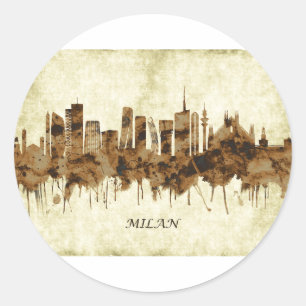 Milan Italy Cityscape Classic Round Sticker